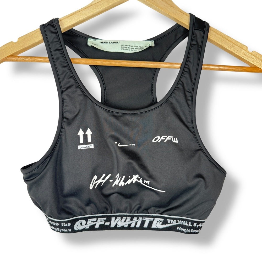 Off White FW17 Black Logo Industrial Sports Bra Womens Size Large Virgil Abloh